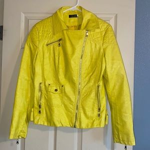 Yellow Faux leather jacket